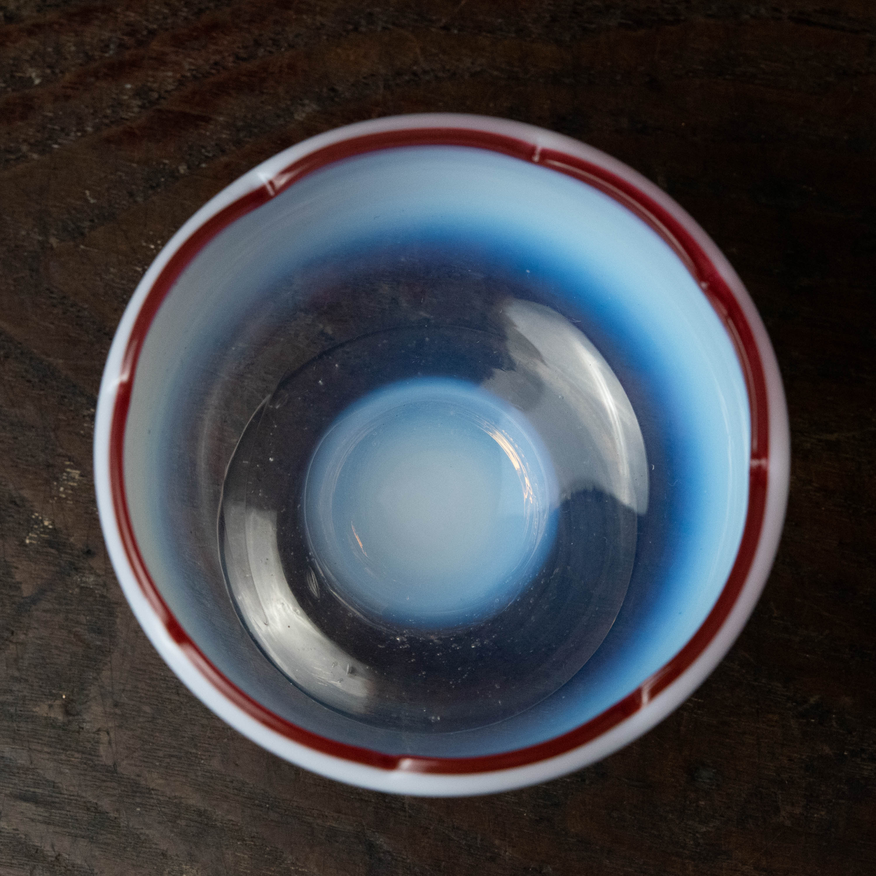 ガラス :: 赤花縁 乳白ぼかし 氷コップ | COTTOU.JP 骨董の通販 