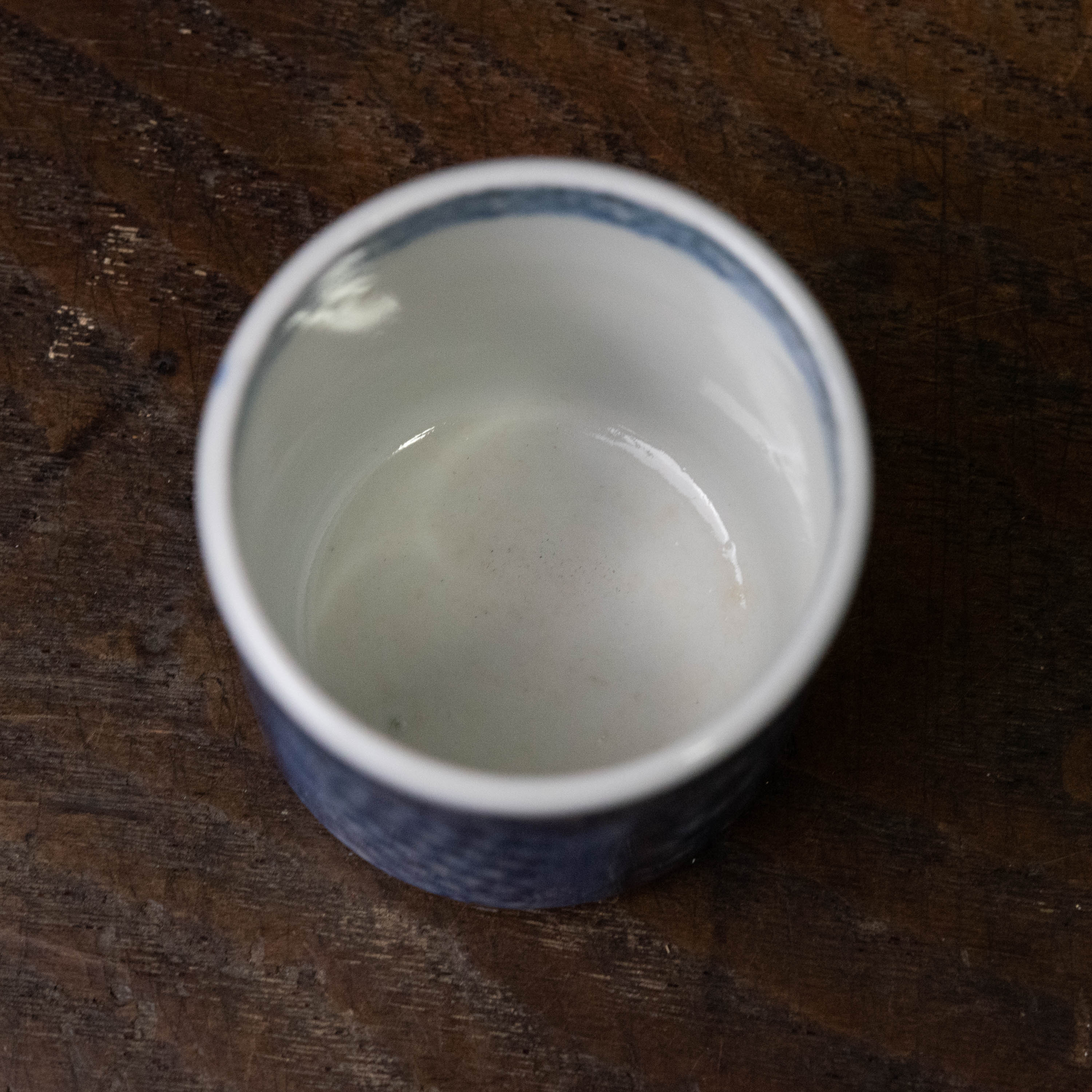 古伊万里　伊万里　江戸　中期　竹林　四方襷文　覗き猪口　酒器　染付 古伊万里 伊万里 江戸 中期 竹林 四方襷文 覗き猪口 酒器 染付