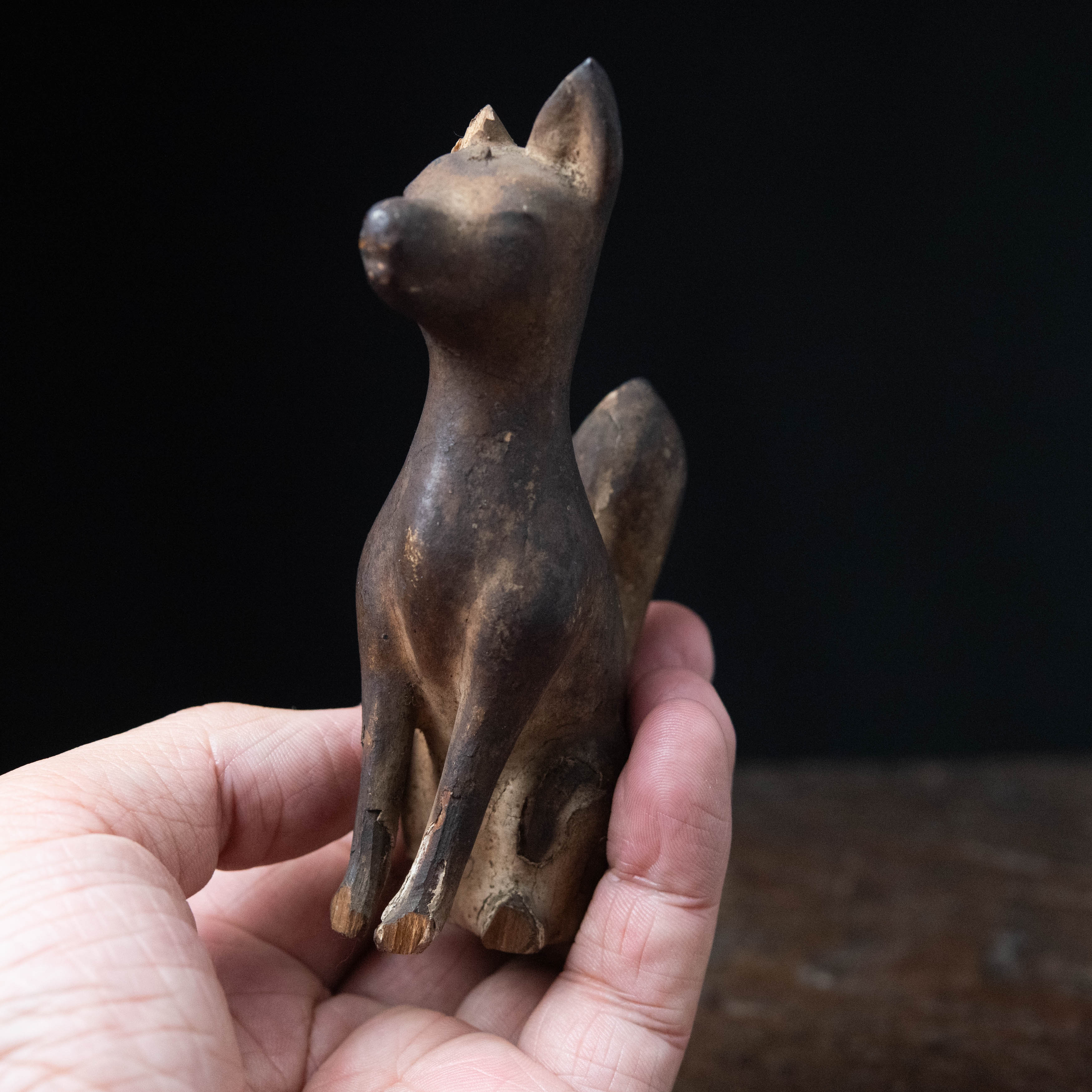 宗教美術 :: 木彫 お稲荷様 狐像 | COTTOU.JP 骨董の通販マーケット