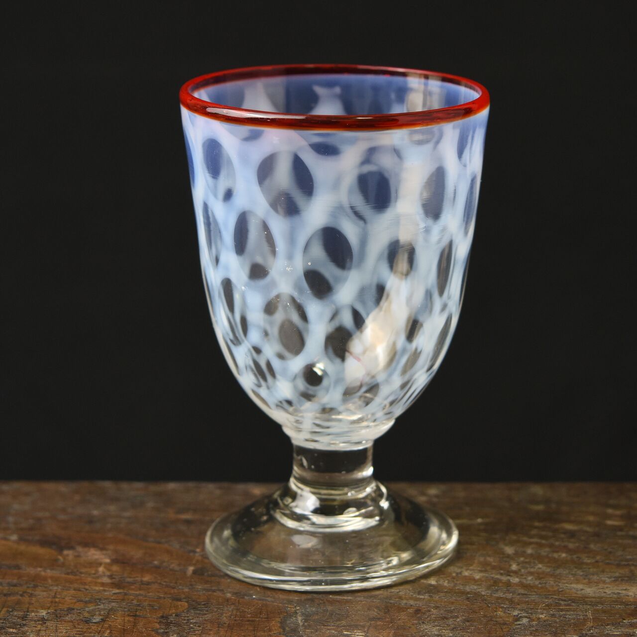 ガラス :: 水玉文赤縁なつめ形氷コップ | COTTOU.JP 骨董の通販