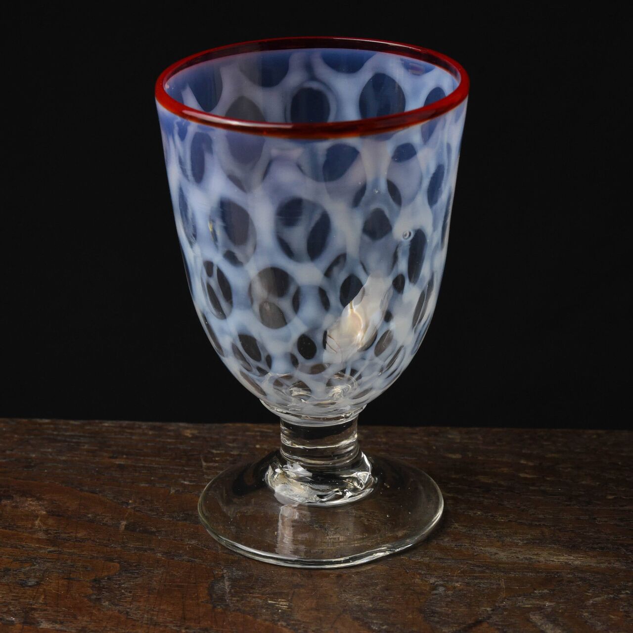 ガラス :: 水玉文赤縁なつめ形氷コップ | COTTOU.JP 骨董の通販 