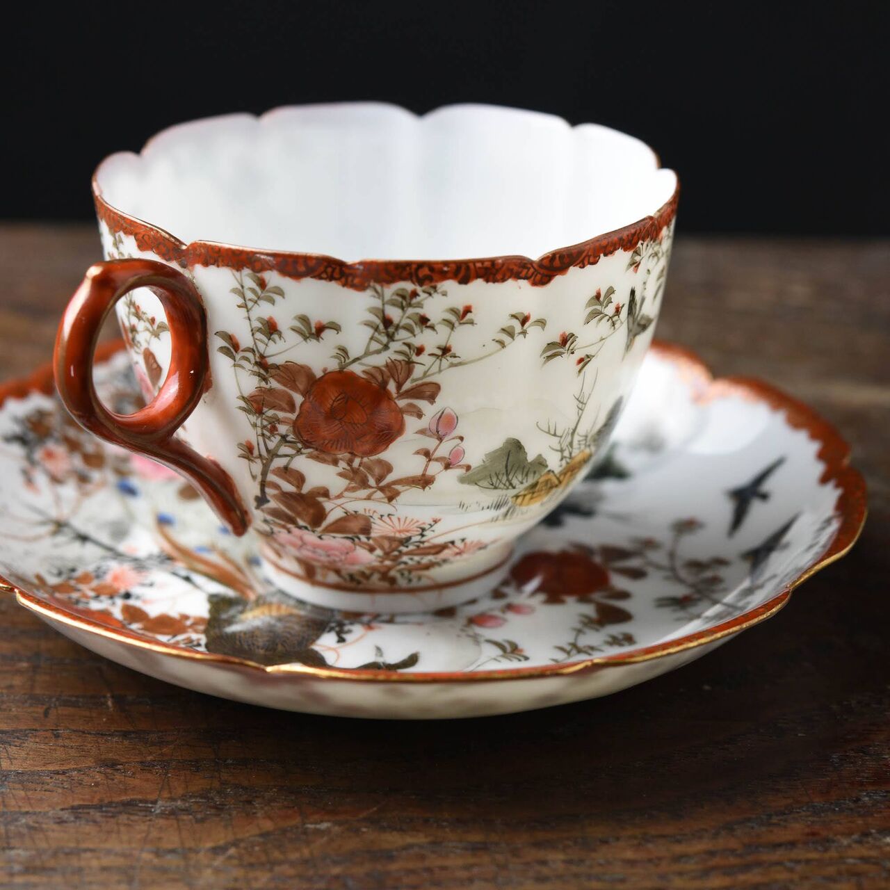 ホット商品 花鳥孔雀図 :: 陶磁器 高山一二 カップ&ソーサー 横浜・東京焼 コーヒー、ティー兼用