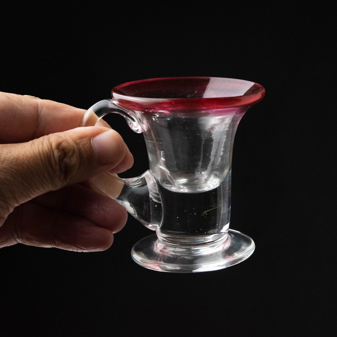 【ふるさと割】 アイスクリームコップ 赤縁 :: ガラス | 骨董の通販 COTTOU.JP 工芸品