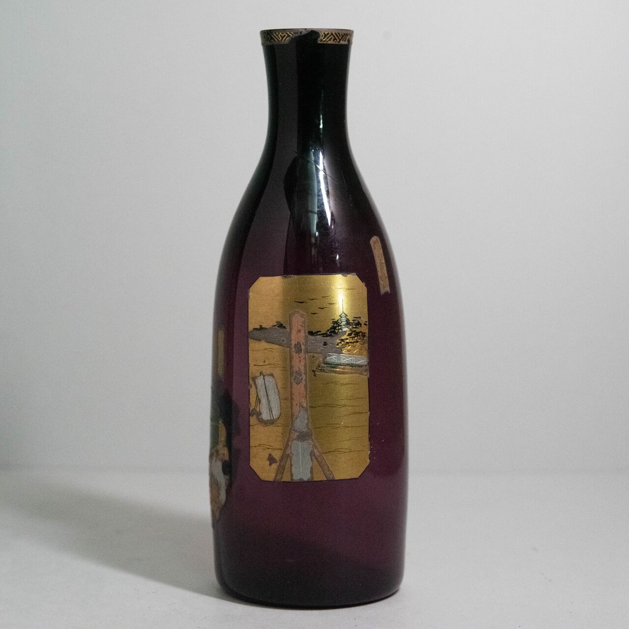 ガラス :: 幕末明治 風景文 紫 蒔絵 ギヤマン 徳利 酒器 和ガラス | COTTOU.JP 骨董の通販マーケットプレイス