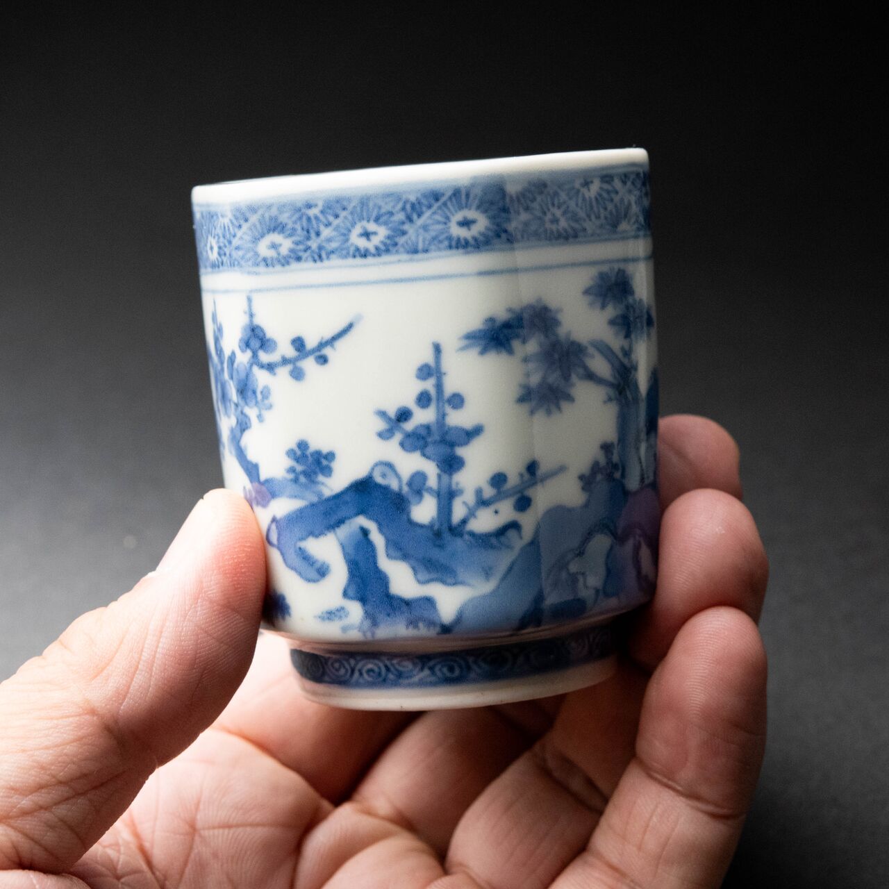 陶磁器 :: 古伊万里 松竹梅文 六角筒盃 | COTTOU.JP 骨董の通販